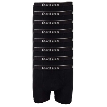 8 adet Feelline Siyah Pamuklu Doğal Likralı Erkek Boxer