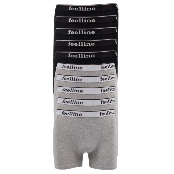 10 adet Feelline Siyah ve Gri Pamuklu Doğal Likralı Erkek Boxer