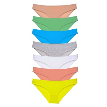 7 adet Süper Eko Set Likralı Kadın Slip Külot Çok Renkli