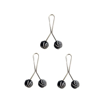 3 Adet Tesettür Eşarp ve Şal Klipsi Siyah Desenli