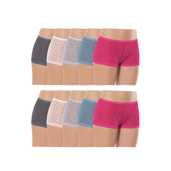 10 Adet Kadın Komple Tül Dantel Boxer Külot