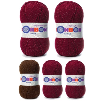 5 Adet Festival Simli Örgü İpi Yünü Renk No:220