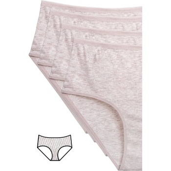 4lü Yeni Seri Renkli Yüksek Bel Fitilli Ribana Bato Külot Kahve