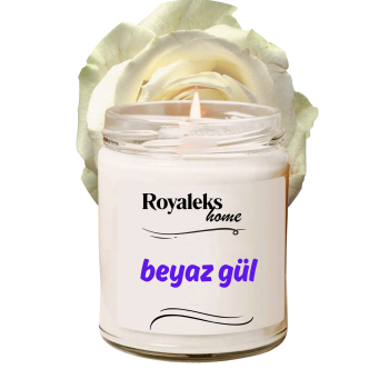 Doğal Özel Seri Kokulu Dekoratif Kavanoz Mum 210 cc - Beyaz Gül - RYL