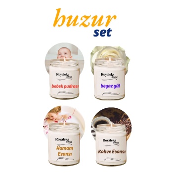 4 Adet Doğal Özel Seri Kokulu Dekoratif Kavanoz Mum 4X210 cc - Huzur Seti - RYL