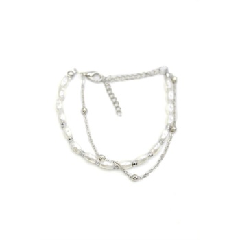 Zincirli İnci Bileklik - Gümüş