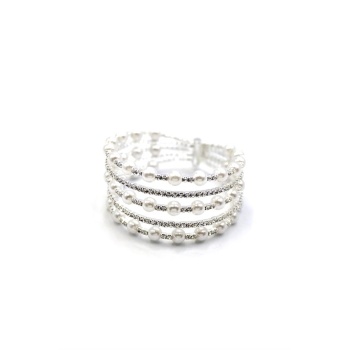 Beş Sıra İncili Su Yolu Bileklik - Gümüş