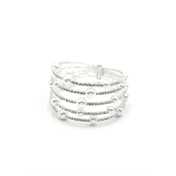 Beş Sıra İncili Su Yolu Bileklik - Gümüş