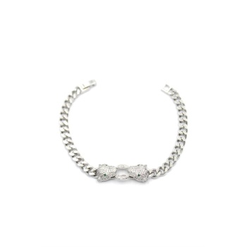 Zirkon Taşlı Leopar Bileklik - Gümüş