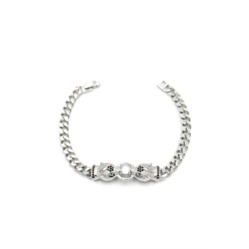 Zirkon Taşlı Leopar Bileklik - Gümüş