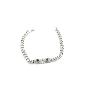 Zirkon Taşlı Leopar Bileklik - Gümüş