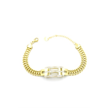 Taşlı Zincir Bileklik - Altın