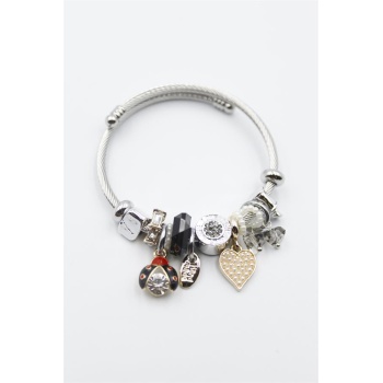 Uğur Böceği Charmlı Bilezik - Siyah