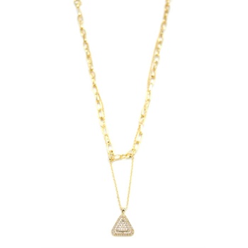 Çoklu Üçgen Kolye - Altın