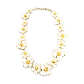 Mineli Çiçek Kolye - Krem