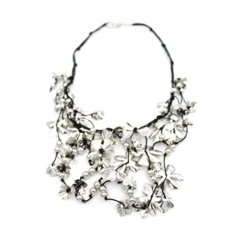 Metal Çiçek Kolye - Gümüş