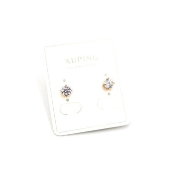 Orta Boy Tek Taş Küpe - Altın