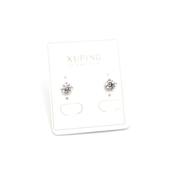 Orta Boy Tek Taş Küpe - Gümüş