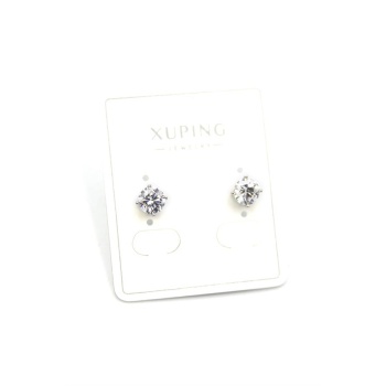 Büyük Boy Tek Taş Küpe - Gümüş