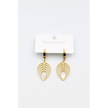 Sedef Yaprak Küpe - Altın