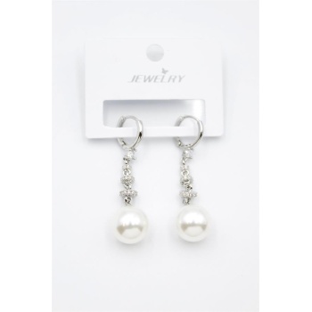 Taşlı İnci Küpe - Gümüş