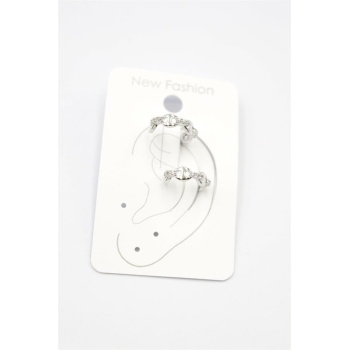 2li Taşlı Kıkırdak Küpe - Gümüş