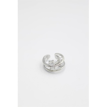 Taşlı Kıkırdak Küpe - Gümüş