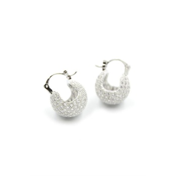 Taşlı Top Küpe - Gümüş