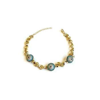 Taşlı Nazar Bileklik - Altın