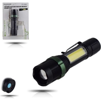 Metal El Feneri USB Şarjlı 4 Kademeli Zoomlu GS 500