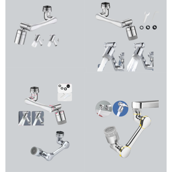 Esnek 1080° Musluk Başlığı 3 Eklemli Hareketli Su Modlu Lavabo Aparatı