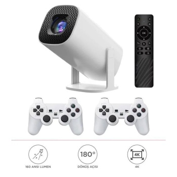 Max Mini Beyaz Taşınabilir Retro Video Konsolu Android Akıllı Projektör Projeksiyon P30