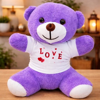 Love Baskılı Tişörtlü Peluş Oyuncak Ayıcık