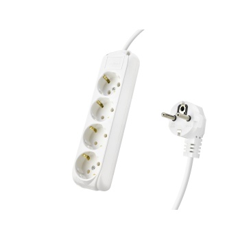 Topraklı Uzatma Kablosu 4 Priz 3 M - Beyaz 9240102