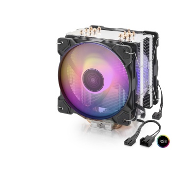 Cpu İşlemci Kule Tipi Soğutucu Çift Fanlı 6 Bakır Borulu Rgb - Siyah ND2602
