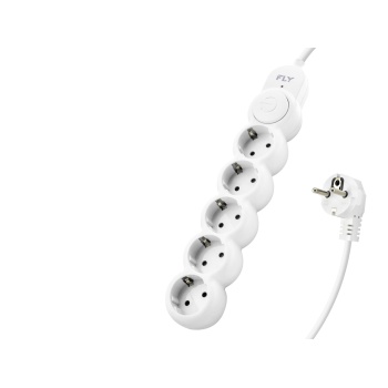 Termal Akım Korumalı Uzatma Kablosu 5 Priz Anahtarlı 2 M - Beyaz 3394-01