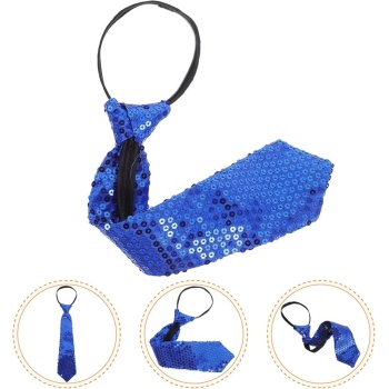 Mavi Pul Payetli Işıltılı Parti Kravatı 33 cm