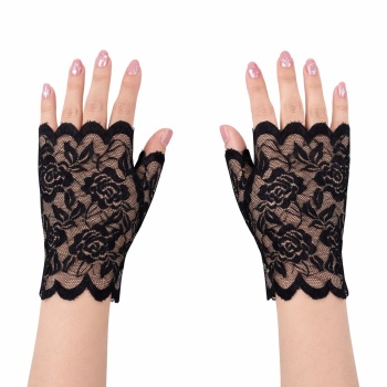 Siyah Dantel Parmaksız Kısa Eldiven