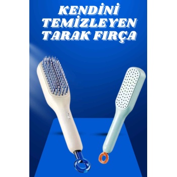 Kendi Kendini Temizleyen Otomatik Tuşlu Saç Tarağı Dolaşık Açıcı Masaj Fırçası Silikon Fırça