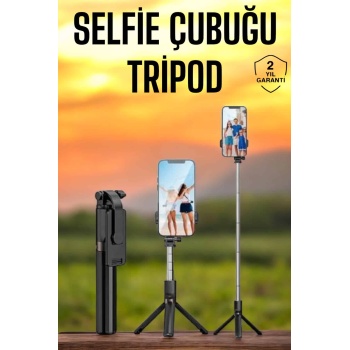 Selfie Çubuğu Tripod Kumandalı Telefon Tutucu Siyah