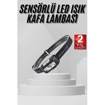 Sensörlü Şarjlı Type-c Şarj Işıklı Kafa Lambası Kamp Lambası