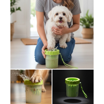 Taşınabilir Köpek Ayak Temizleme Aparatı Silikon Fırçalı