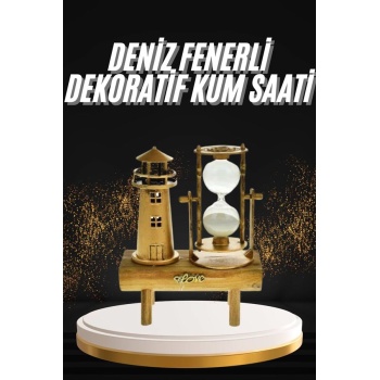 Hediyelik Eşya Retro Deniz Fenerli Kum Saati Ahşap Görünümlü Dekoratif Eşya