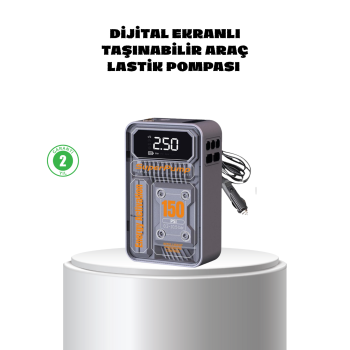 Taşınabilir Kablosuz Hava Pompası – 150 PSI Güçlü Basınç ve 6000mAh Şarjlı