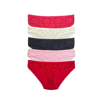 5 Adet Önü Dantelli Transparan Kadın Slip Külot S59