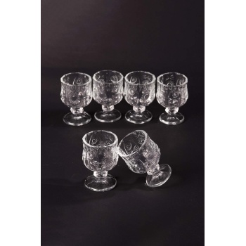 Ayaklı Kahve Yanı Bardağı Kristal Kesim Shot Bardak 7cm x 4 cm 6 Lı Set