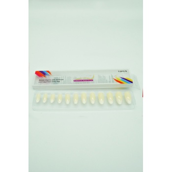 12 Adet Badem Tırnak Tak Ve Çık Kendinden Yapışkanlı Takma Tırnak Krem