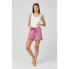 Bambu Fitilli Kadın Ev Şortu Bacak Dantel Detaylı Ev Giyim Pembe