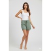 Bambu Fitilli Kadın Ev Şortu Bacak Dantel Detaylı Ev Giyim Yeşil