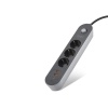 Termal Akım Korumalı Uzatma Kablosu 3 Priz + 2X Usb + Type-C Anahtarlı 2 M - Siyah SH4628